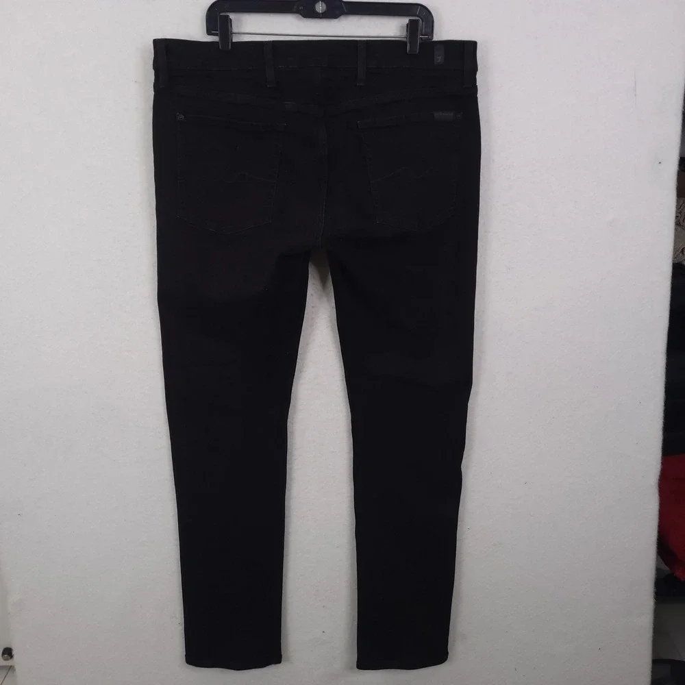 7 For All Mankind Paxtyn Jeans Mens 40x32 Black Skinny Fit Stretch Denim Pants